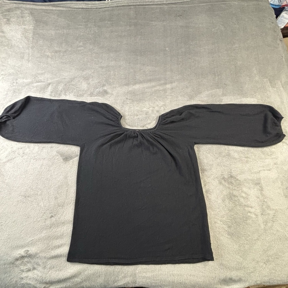 Anthropologie One‎ Girl Who Sweater L Scoop Neck Cashmere Cotton Black Knit Y2K